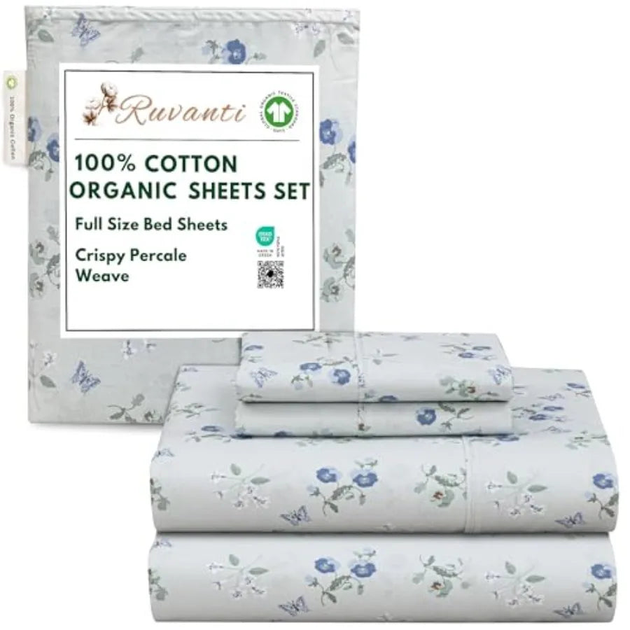 Cotton Percale Bed Sheets Crisp Cooling Breathable Comfort