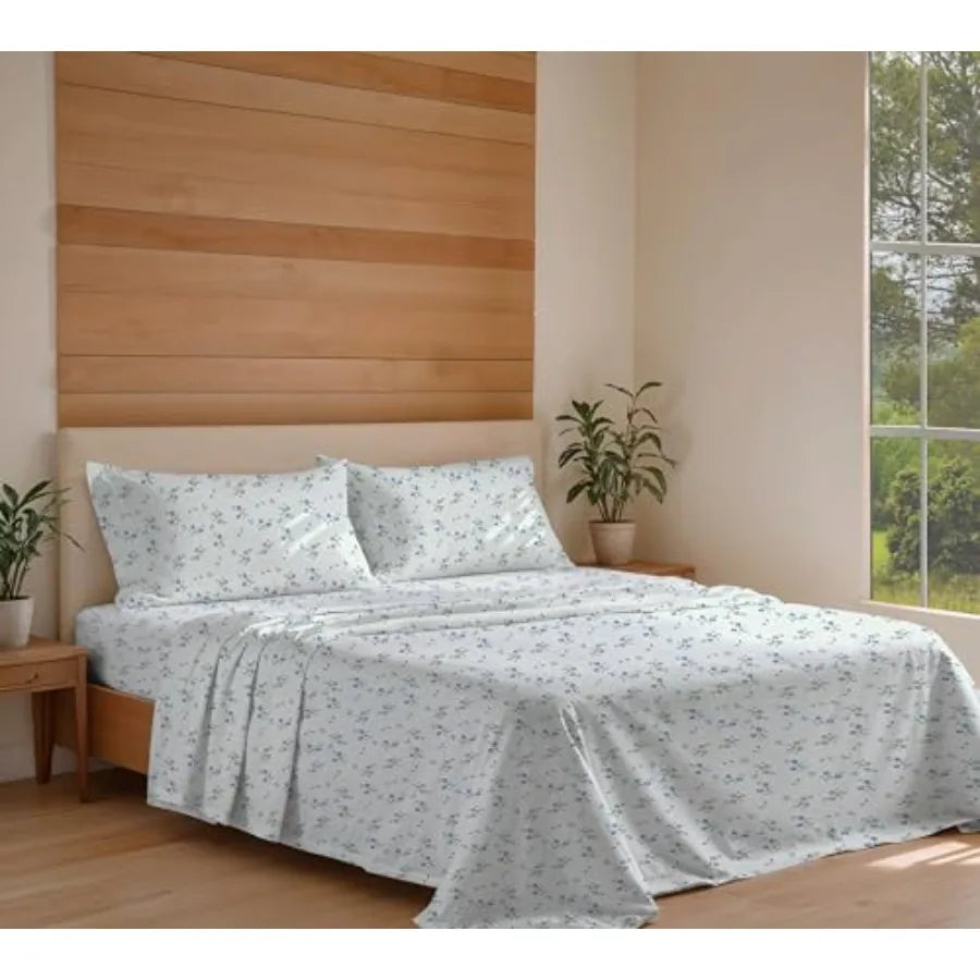 Cotton Percale Bed Sheets Crisp Cooling Breathable Comfort