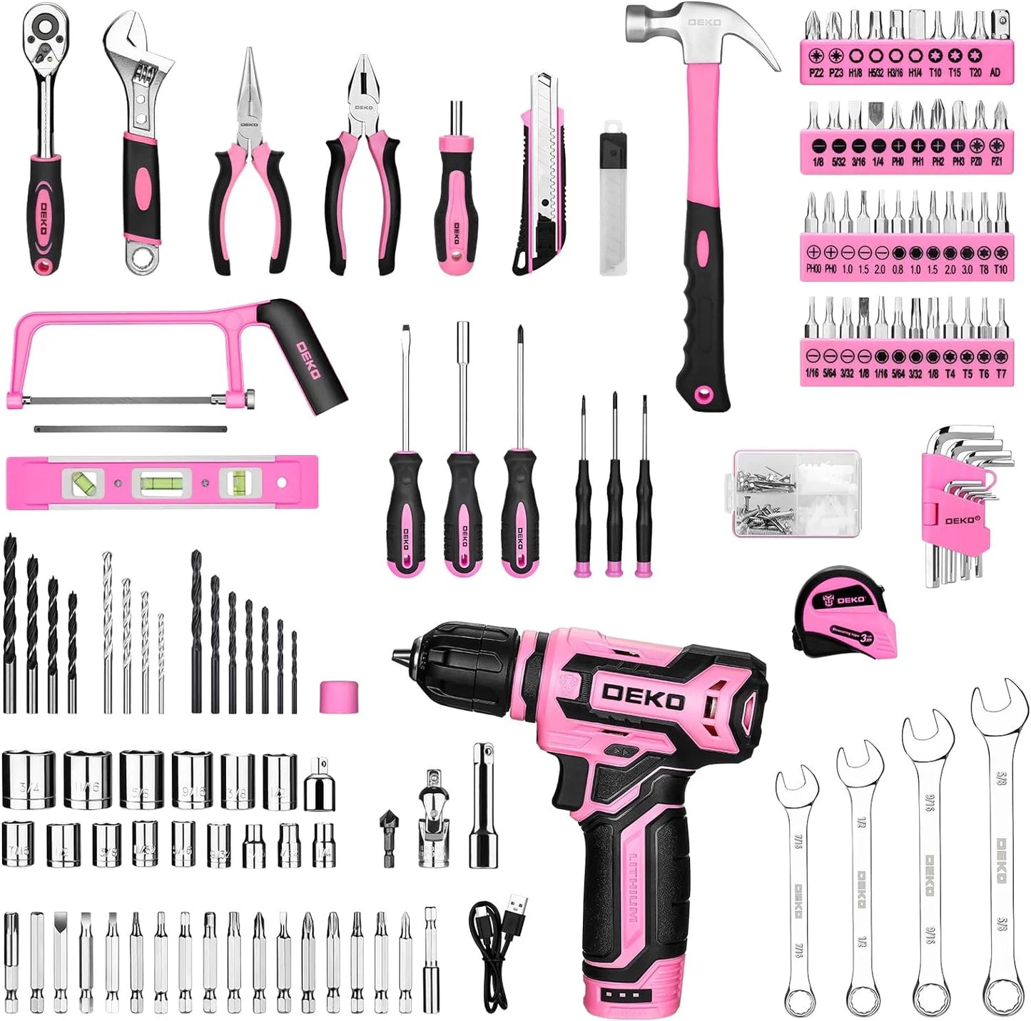 DEKO Cordless Drill Toolbox Combo Kit With Storage Organizer