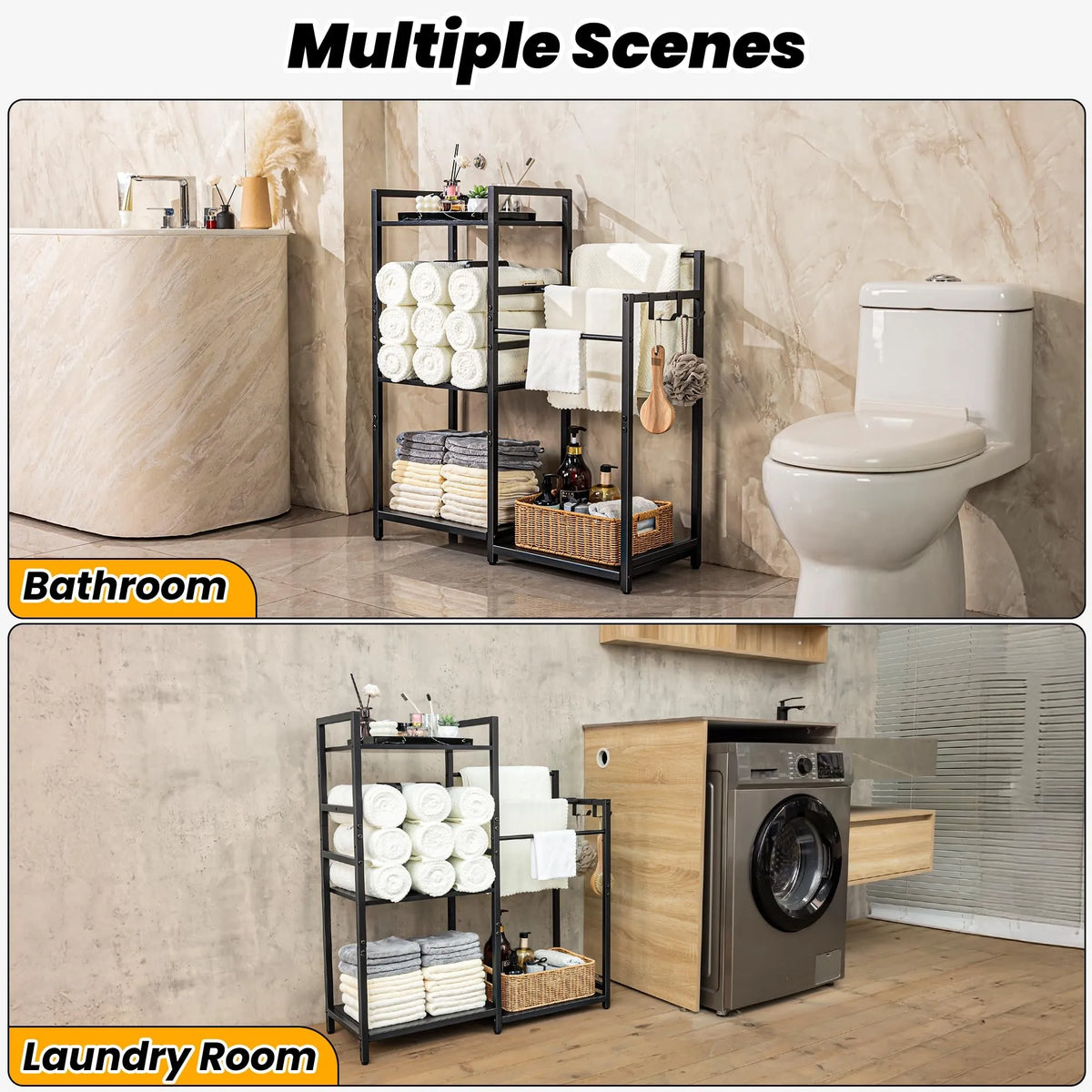 Freestanding Three Tier Stainless Steel Bathroom Towel Rack