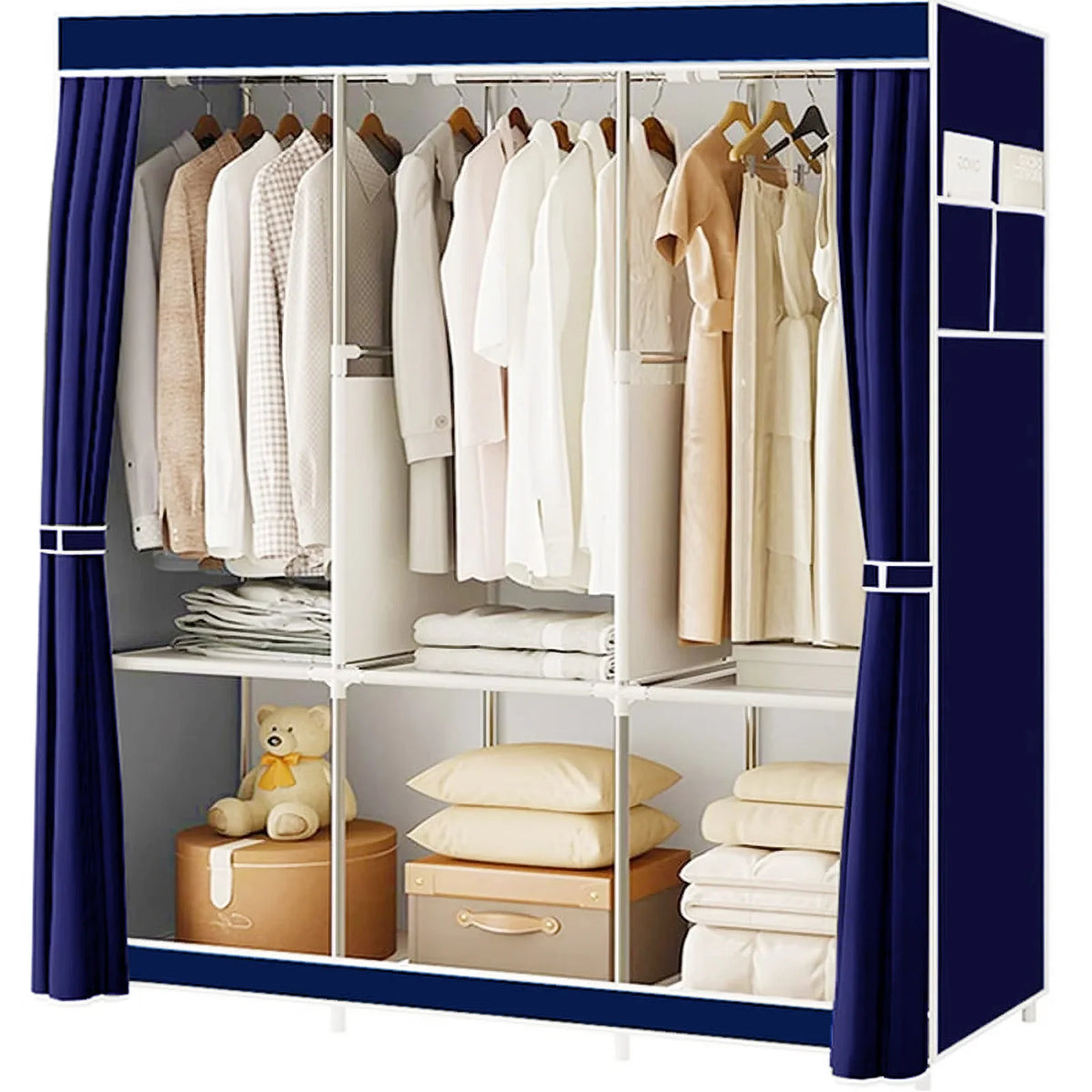 Portable Closet Wardrobe Storage Rack Fabric Organizer Dustproof