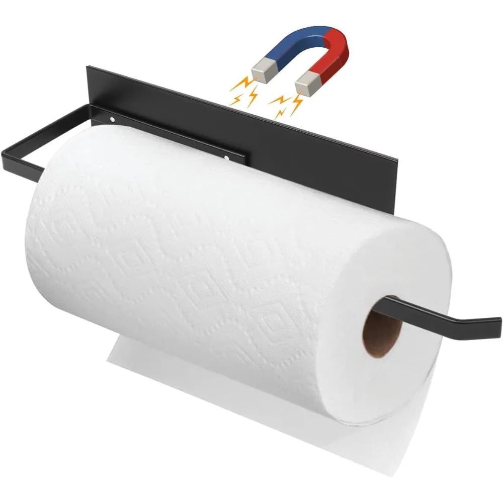Magnetic Paper Towel Holder for Fridge Wall Mount Toilet Paper Roll Holder Kitchen Bathroom Pantry RV Storage Organizer Rack
