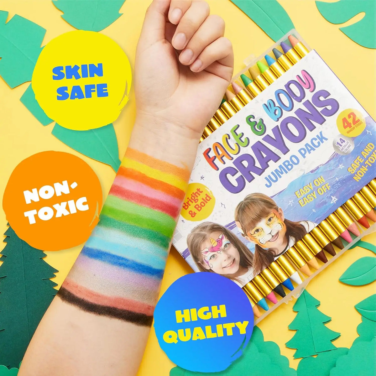Joyfy Face And Body Paint Crayon Kit For Kids Festivals