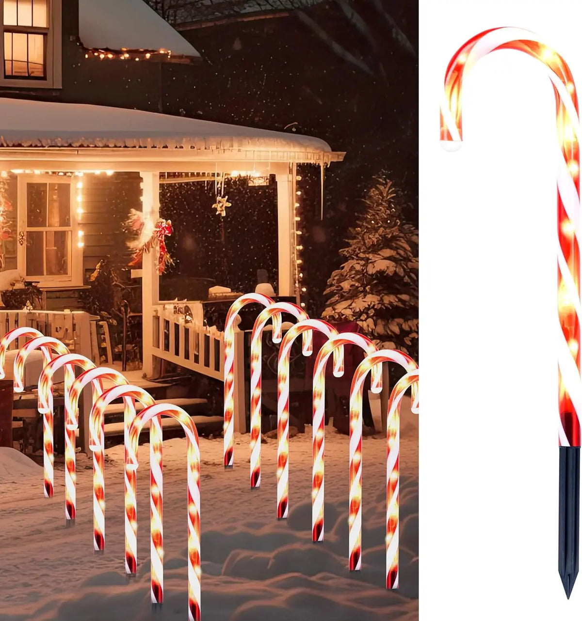 Joyfy Pre Lit Christmas Candy Cane Pathway Outdoor Garden Lights