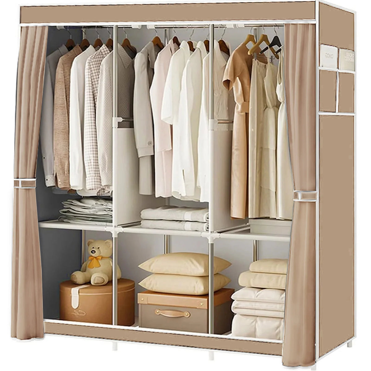 Portable Closet Wardrobe Storage Rack Fabric Organizer Dustproof