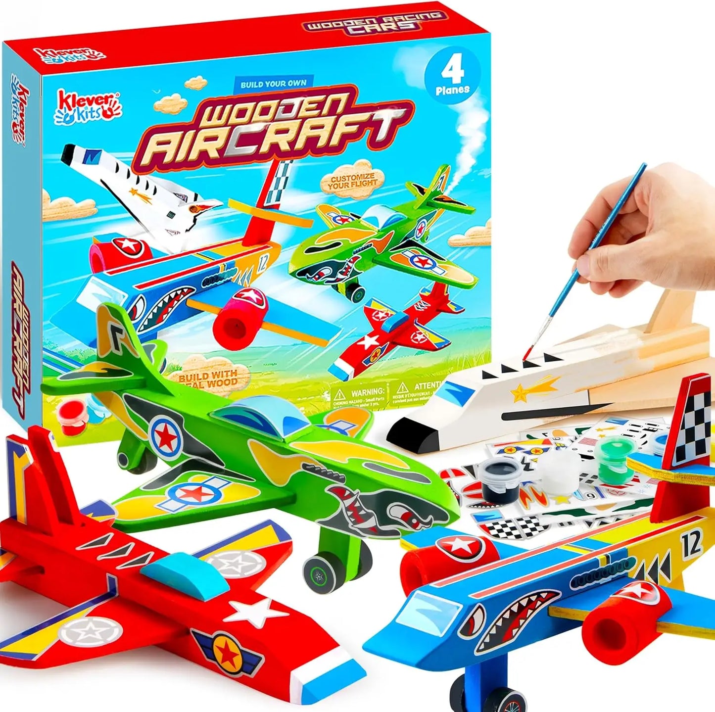 Joyfy Four Piece Wooden Airplane Craft Kit For Children