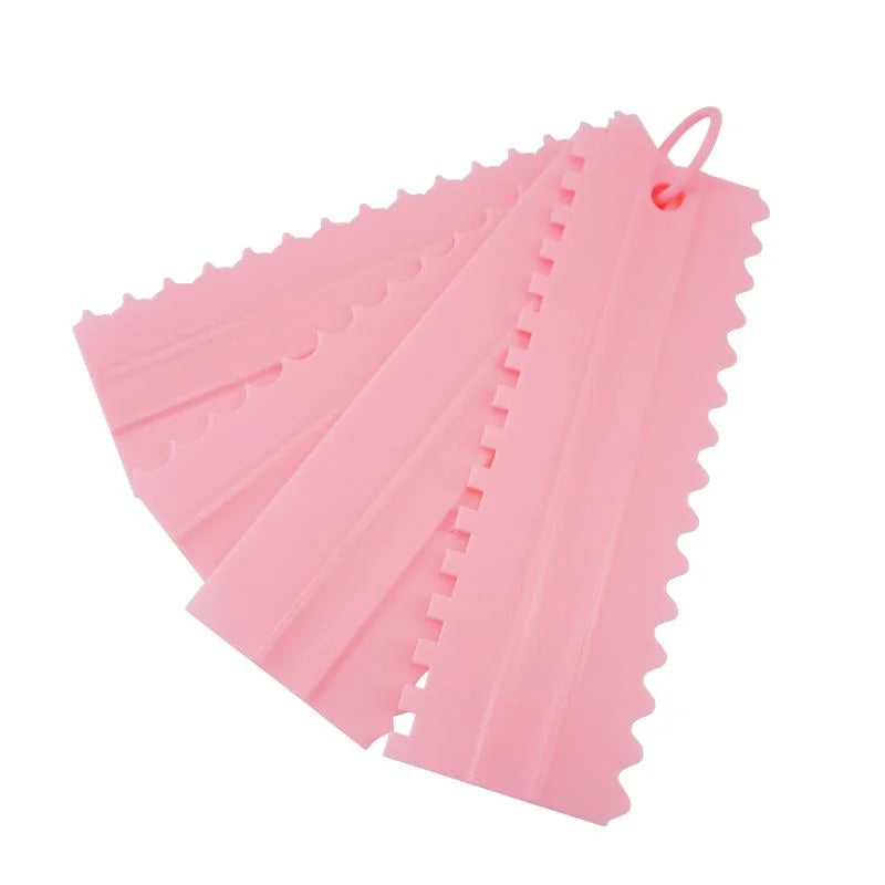 Plastic Double Sided Cake Scraper Set For Patterned Cream Decorating