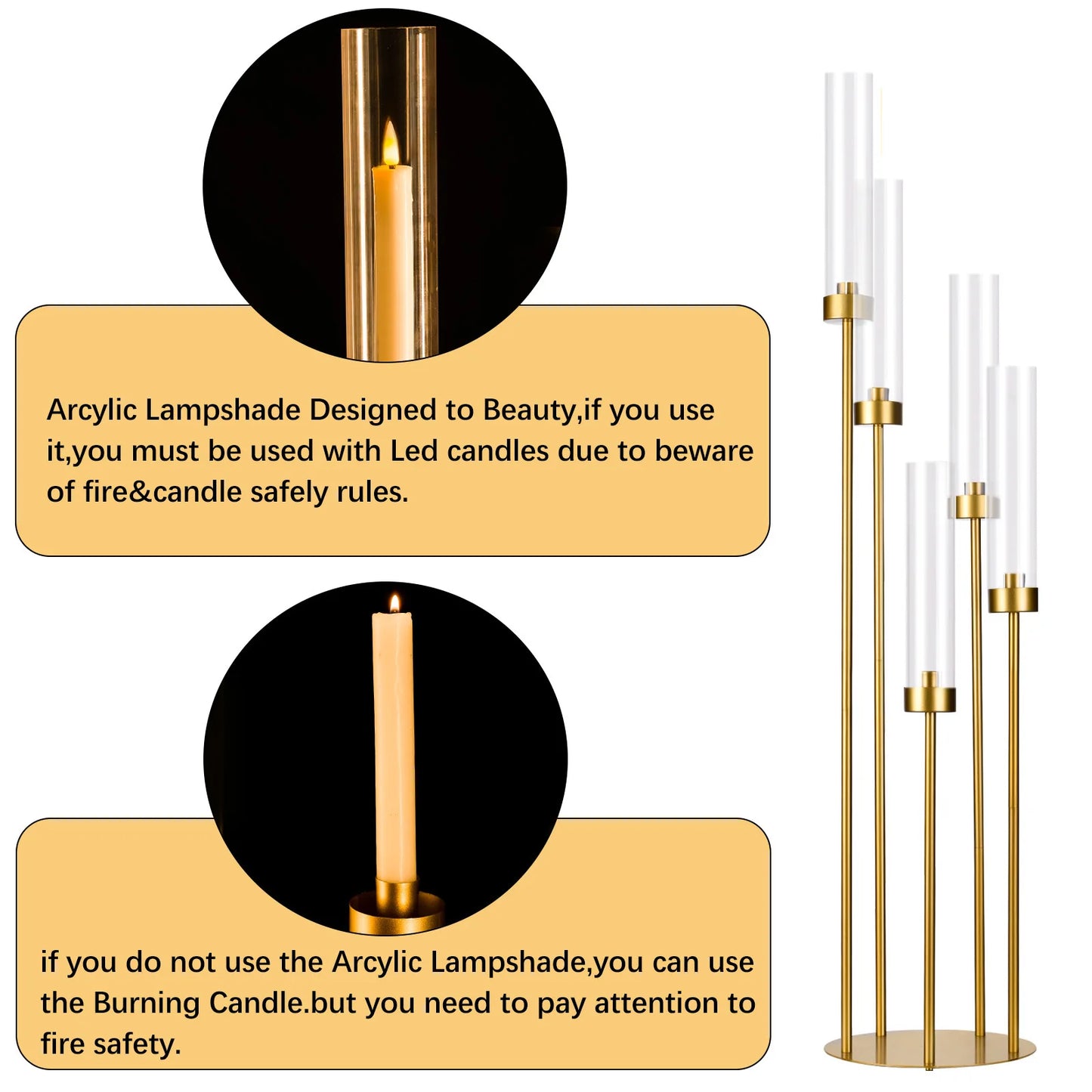 VINCIGANT Floor Candelabra 5 Arm Candle Holder For LED Candles