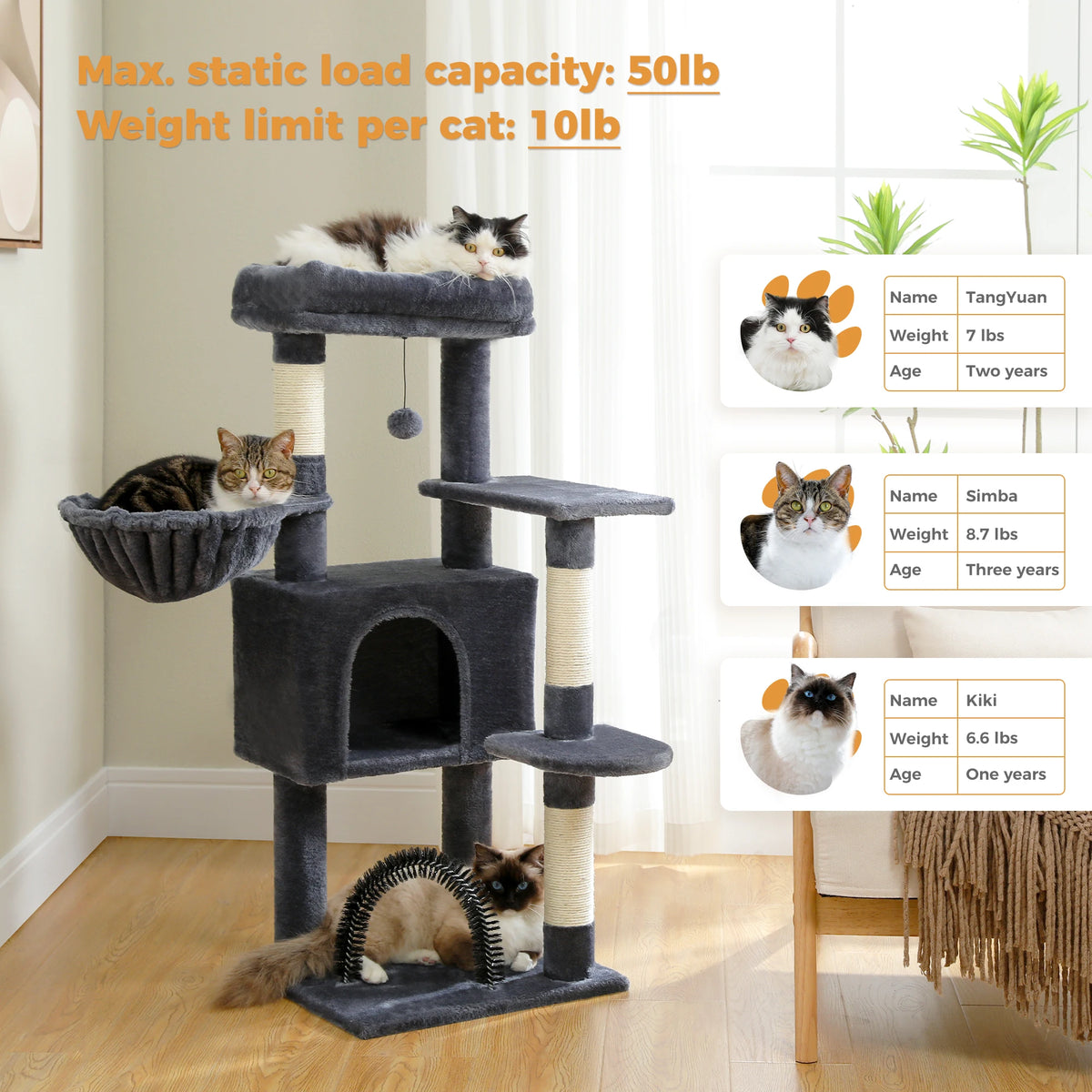 PAWZ Road Cat Tree Condo With Plush Perch Sisal Posts