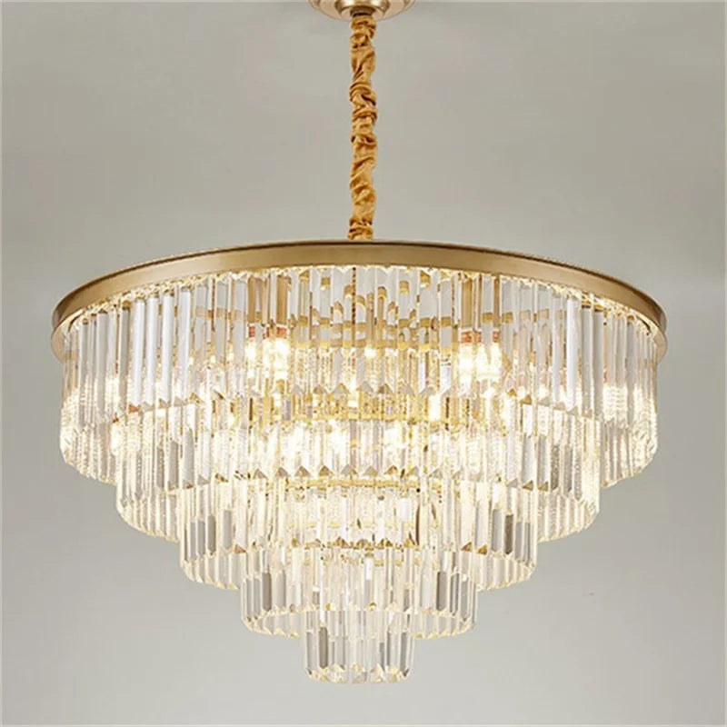 Luminaria Black Round Square Crystal LED Pendant Chandelier For Bedroom Living Dinning Room Corridor Hotel Gallery Hanging Lamps
