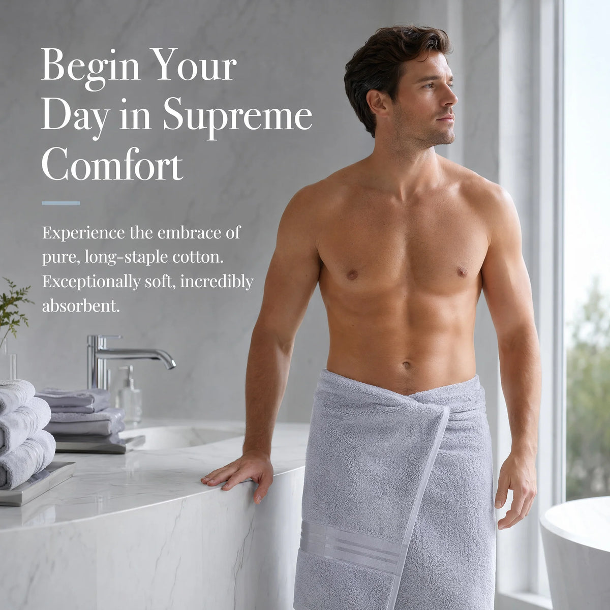 Luxury Turkish Cotton Six Piece Towel Set for Bathroom
