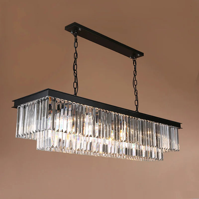 Luminaria Black Round Square Crystal LED Pendant Chandelier For Bedroom Living Dinning Room Corridor Hotel Gallery Hanging Lamps