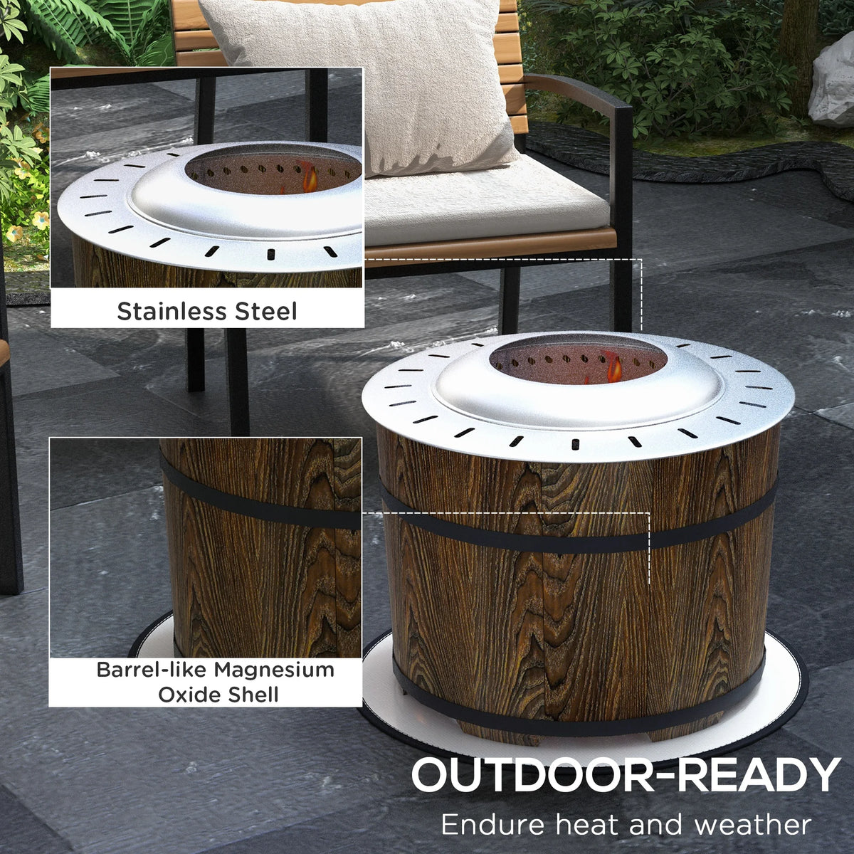 Outsunny Smokeless Wood Burning Fire Pit Made From Magnesium Oxide