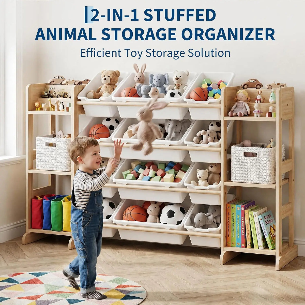 Twisterck Toy Storage Cabinet With Bins And Shelves For Kids