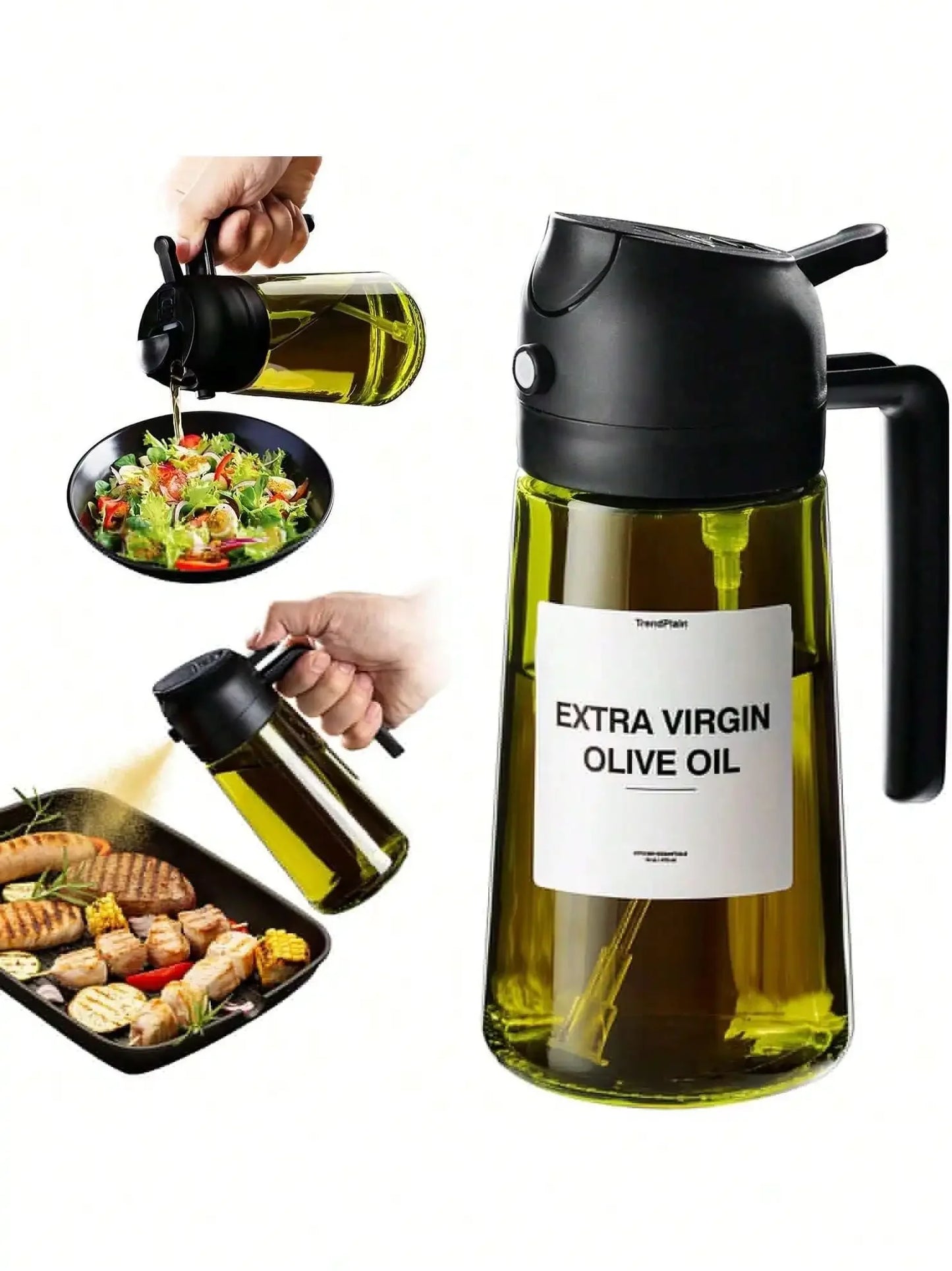 1pc Handheld Oil Sprayer, 2-In-1 Spraying And Pouring Function, Large Capacity Olive Oil Dispenser, Suitable For Kitchen And Home, Mist Spraying, Leak-Proof, No Residue, Ideal For Graduation Gifts, Bachelor Parties, Bridesmai