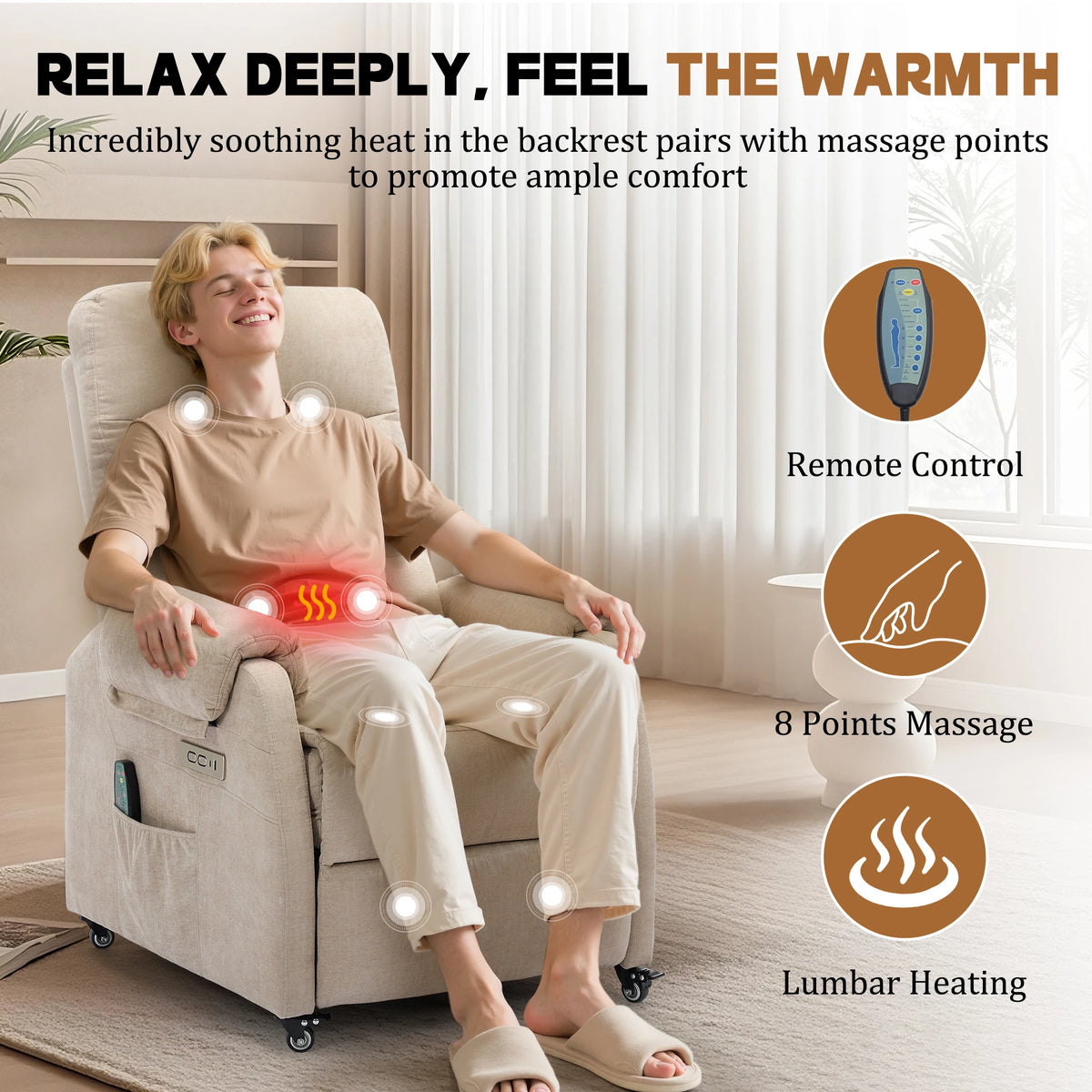 Korsaer Electric Recliner Chair With Usb Port And Wheels