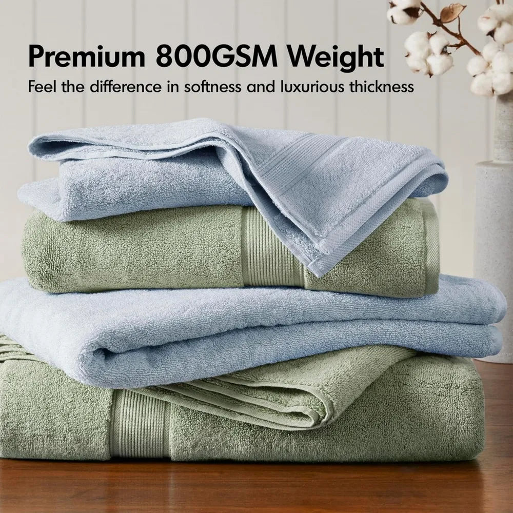 800GSM Bathroom Towel Set of 8 100% Cotton Bath Towel Set for Bathroom Luxurious Highly Absorbent 2
