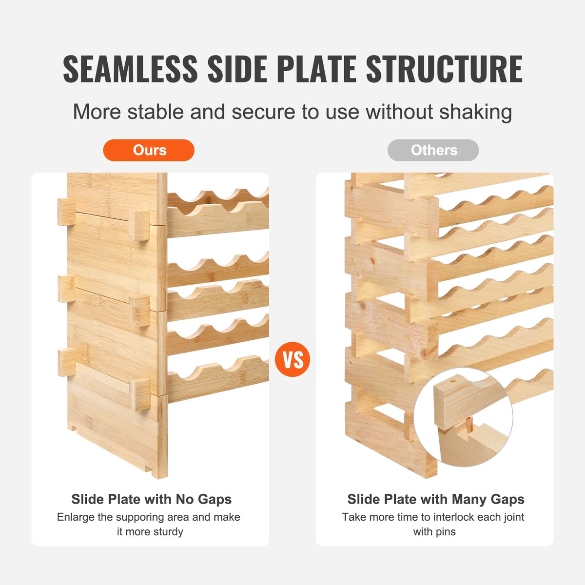 SucceBuy 8-Tier Bamboo Stackable Wine Rack Free Standing