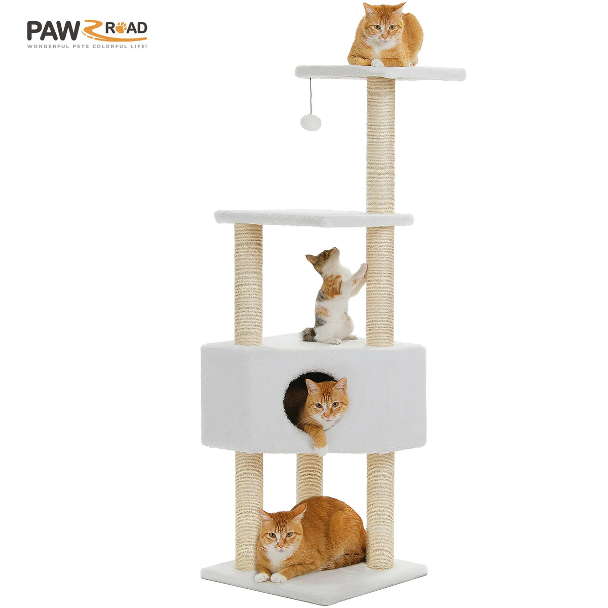 PAWZ Road Cat Tree Condo With Plush Perch Sisal Posts
