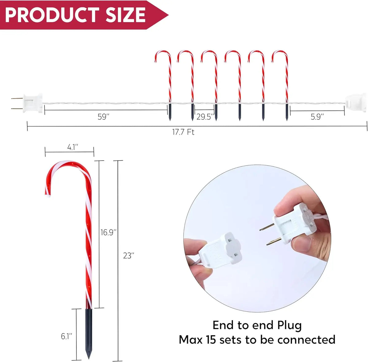 Joyfy Pre Lit Christmas Candy Cane Pathway Outdoor Garden Lights