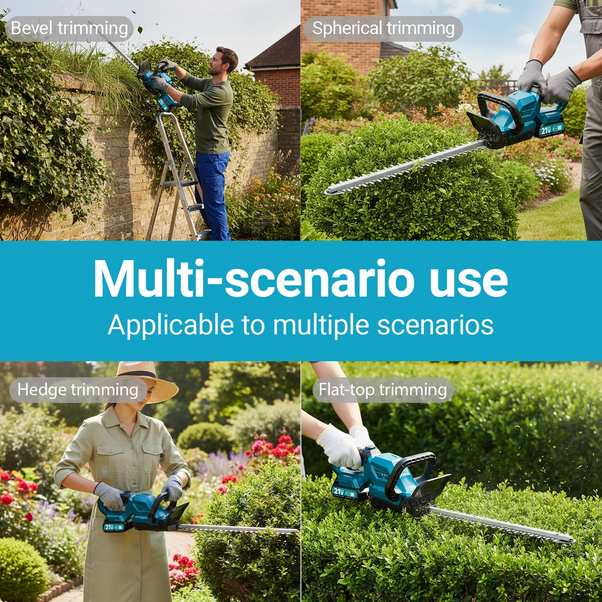 XYSD Cordless Dual Blade Hedge Trimmer With Rotatable Brushless Motor