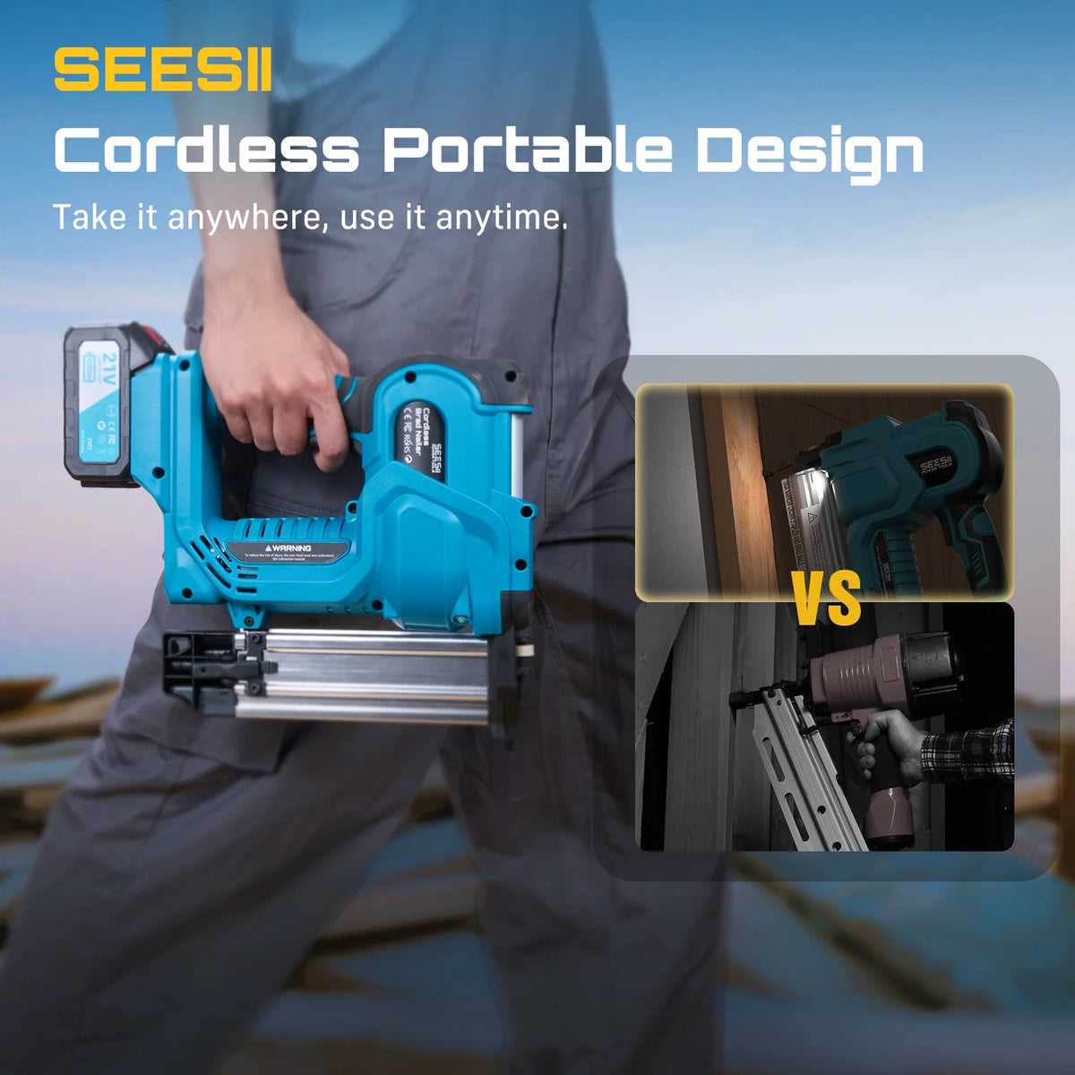 Seesii 2-in-1 Electric Nailer Stapler Depth Adjustable