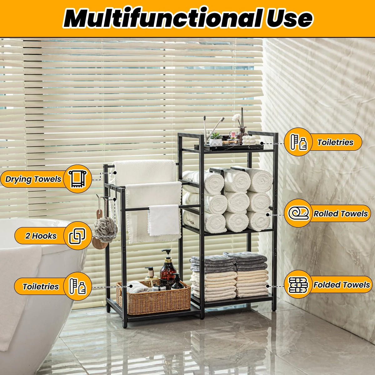 Freestanding Three Tier Stainless Steel Bathroom Towel Rack