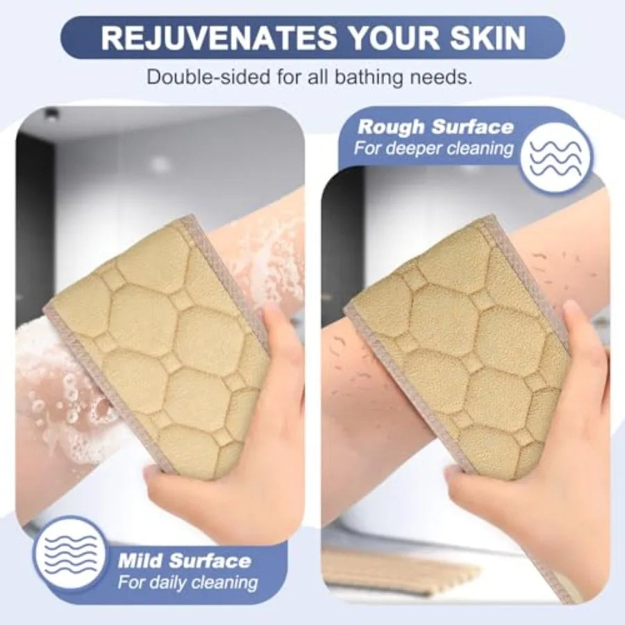 Exfoliating Back Scrubber with Handles, 38.5 Inch Double-Sided Back Exfoliator Body Scrub Towel, Exfoliating Washcloth Bath Too