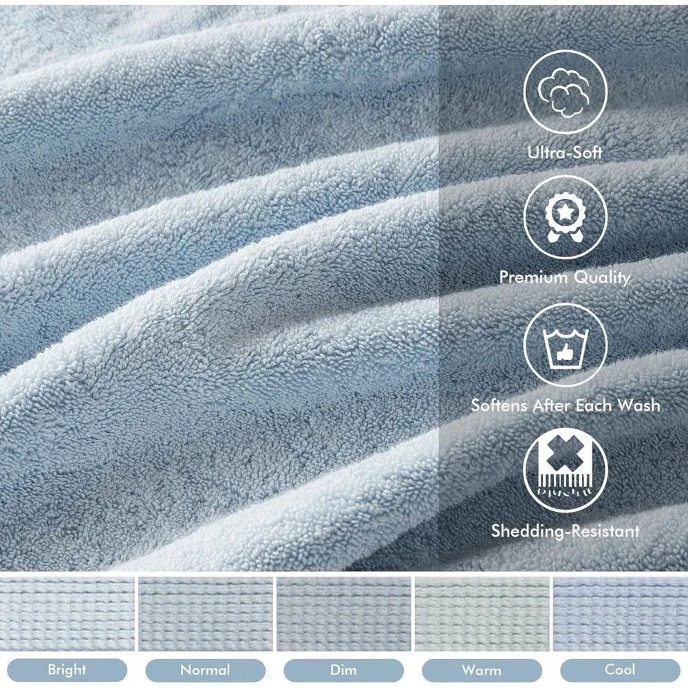 800GSM Bathroom Towel Set of 8 100% Cotton Bath Towel Set for Bathroom Luxurious Highly Absorbent 2