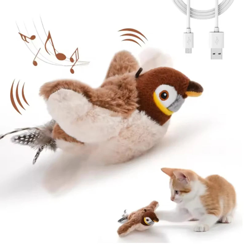 Interactive Plush Simulated Bird Toy For Cats And Dogs