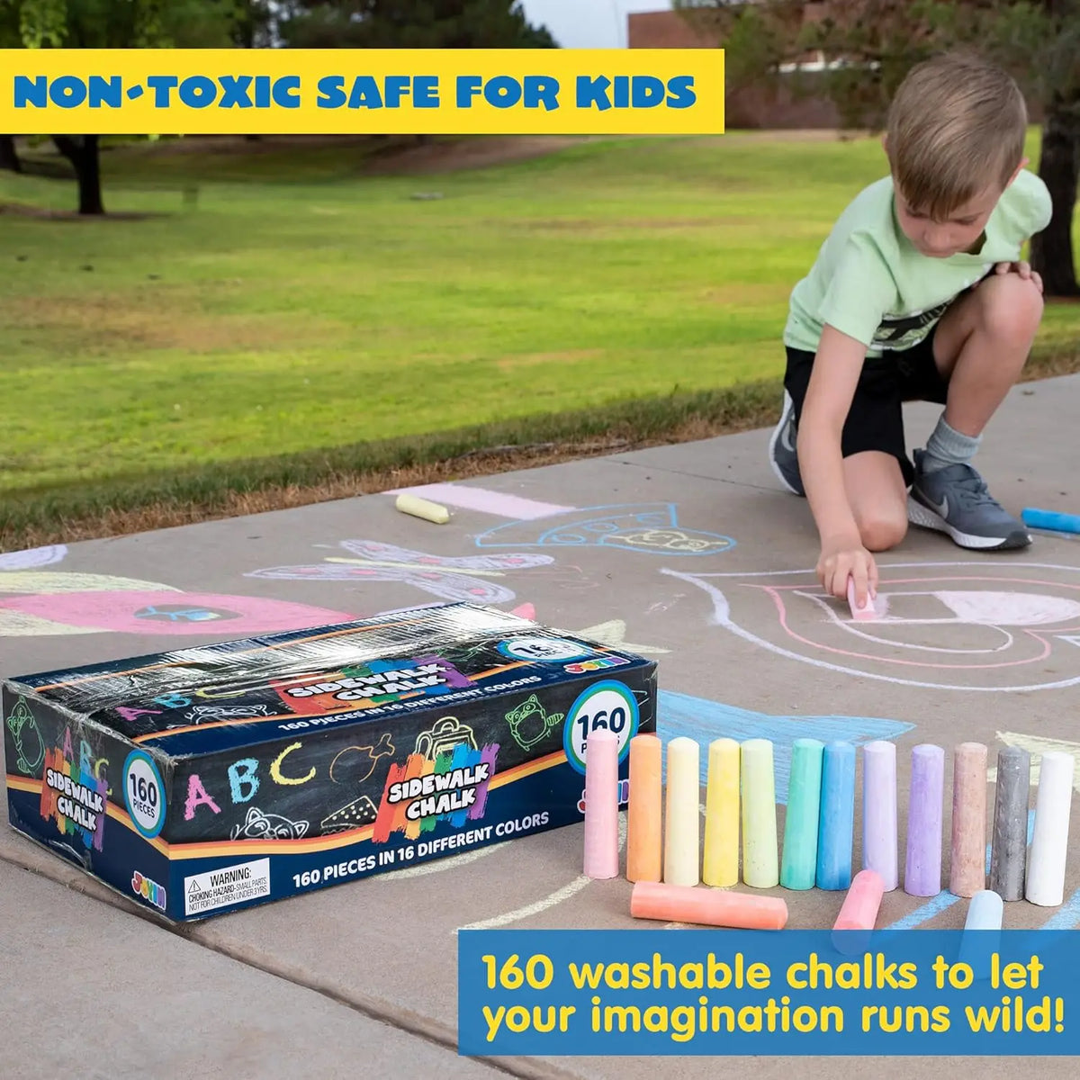 Joyfy Non Toxic Washable Sidewalk Chalk Set For Creative Play