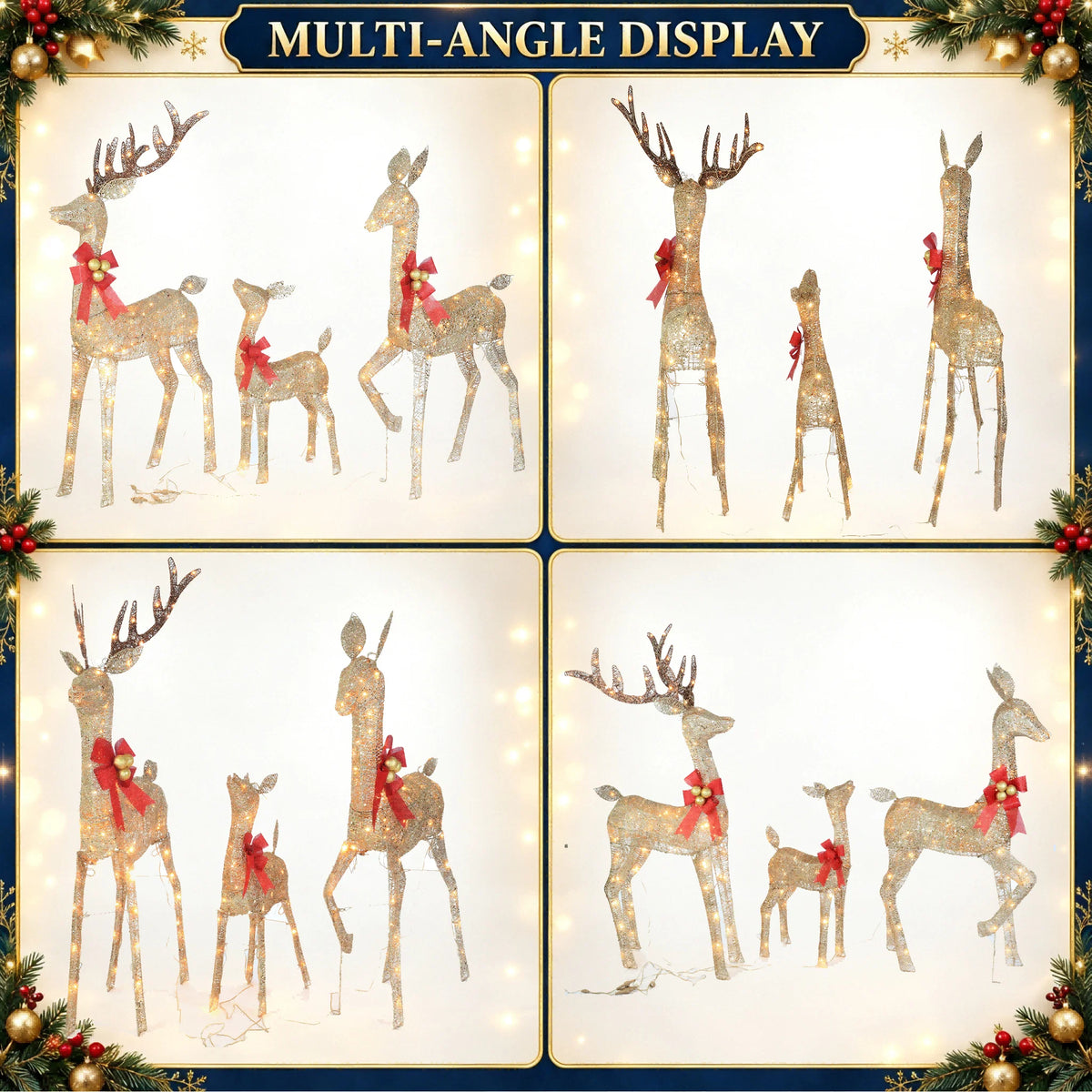 Outdoor Lighted Reindeer Family Christmas Yard Decor Led Lights