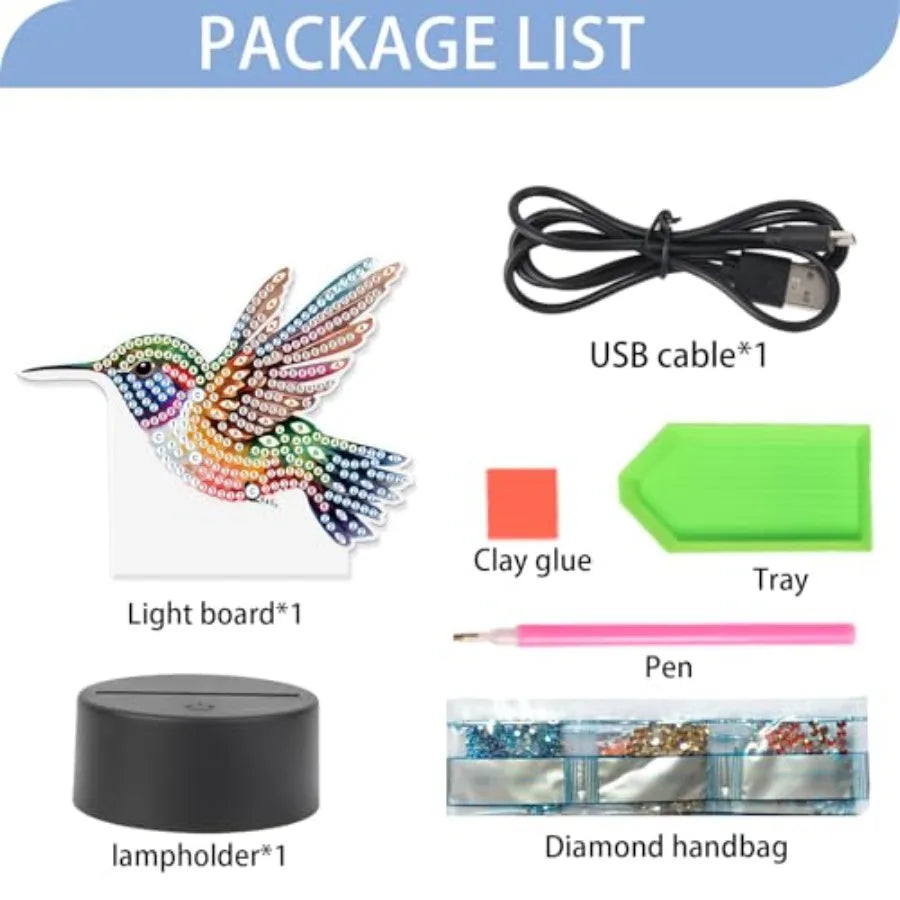Diamond Art Led Night Light Creative Diy Mosaic Decor Lamp