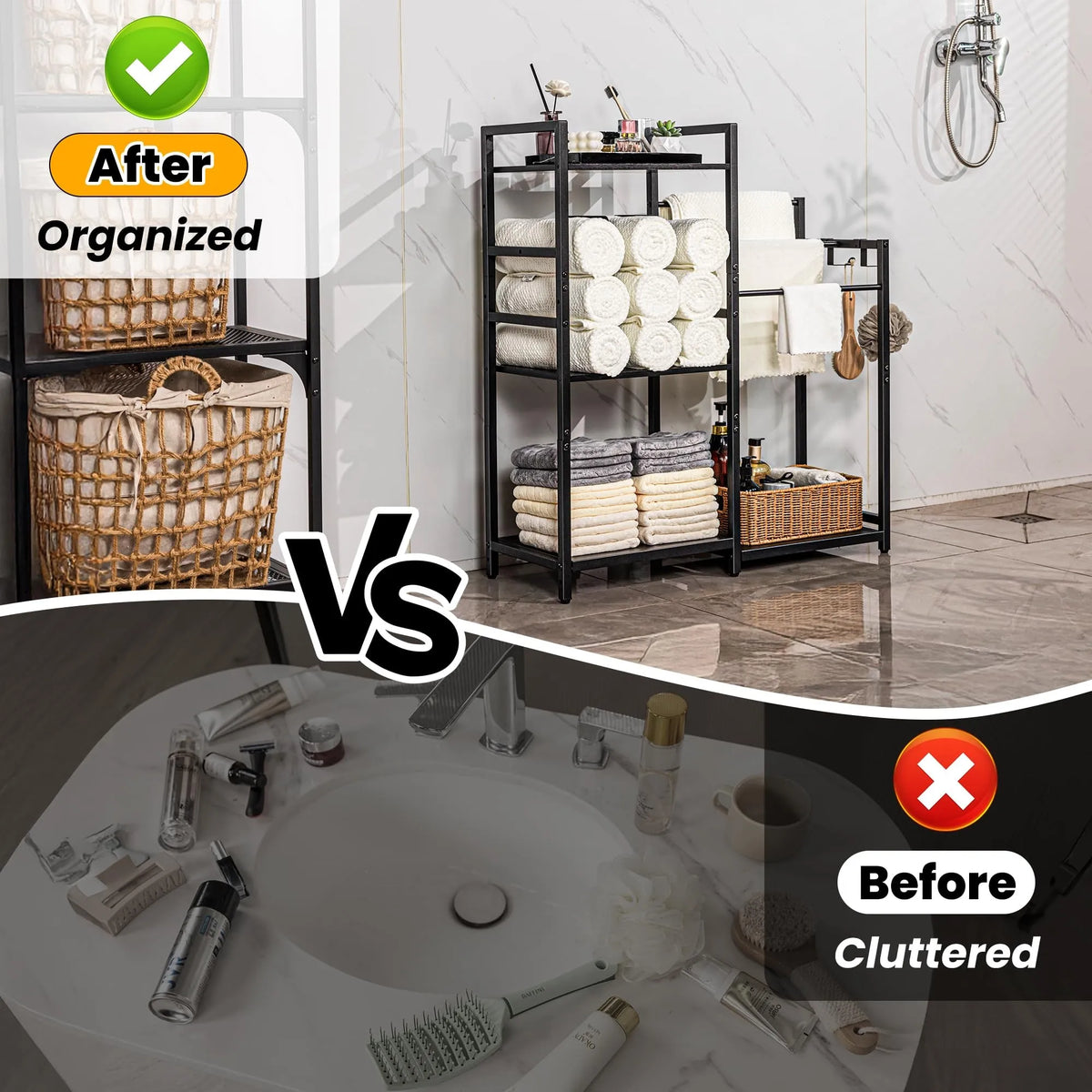 Freestanding Three Tier Stainless Steel Bathroom Towel Rack