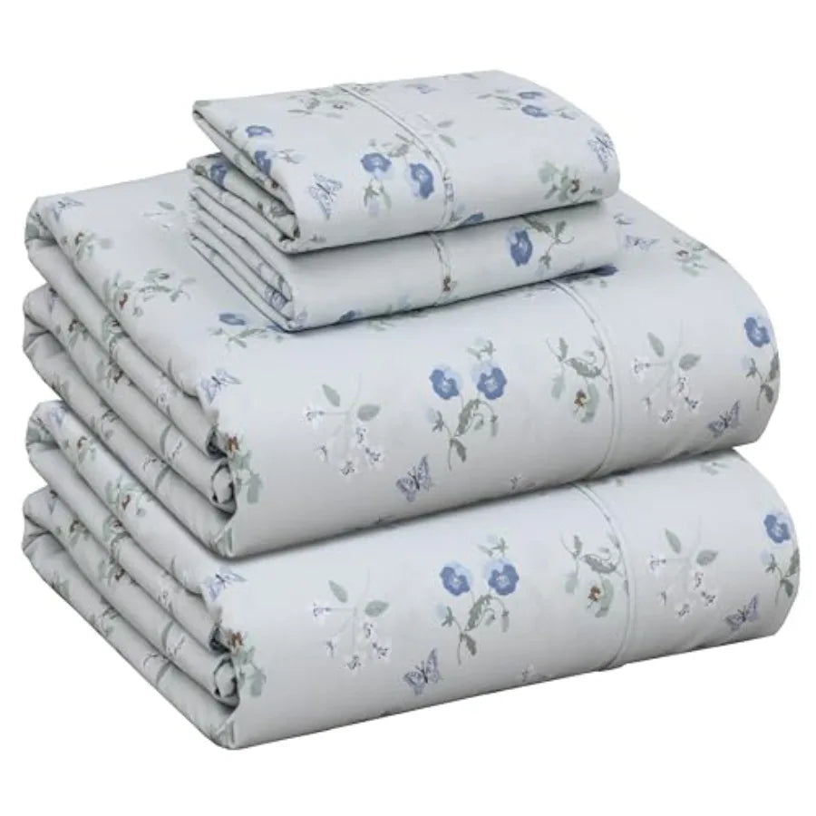 Cotton Percale Bed Sheets Crisp Cooling Breathable Comfort
