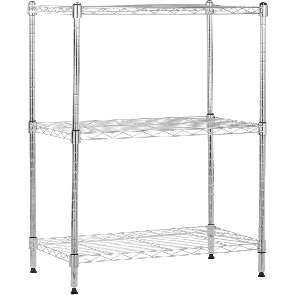 3-Shelf Adjustable Heavy Duty Steel Wire Storage Rack Chrome Finish 250 lbs per Shelf 23x13x30 Inches