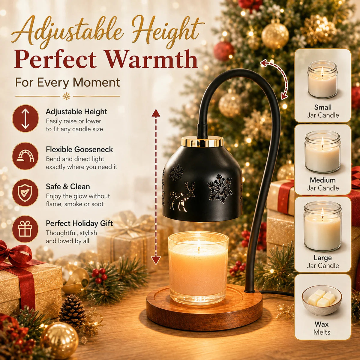 Dimmable Adjustable Candle Warmer Table Lamp With Auto Shut Off Timer
