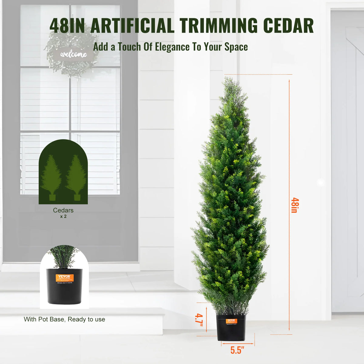 SucceBuy Artificial Cedar Topiary Tree Evergreen Home Garden Decor
