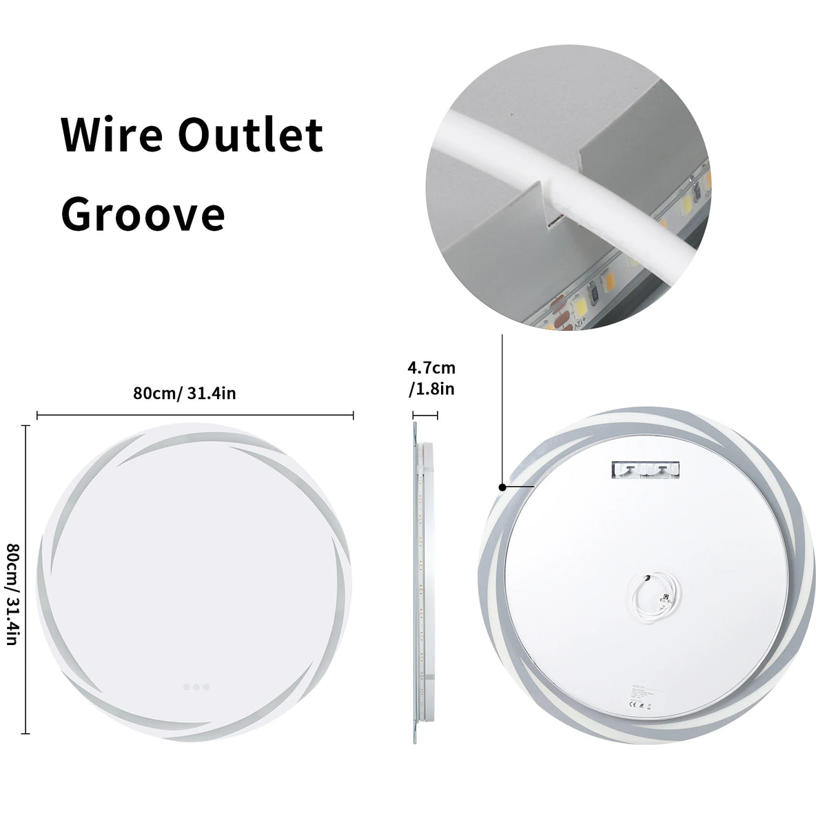 LED Round Anti Fog Wall Mounted Bathroom Vanity Mirror