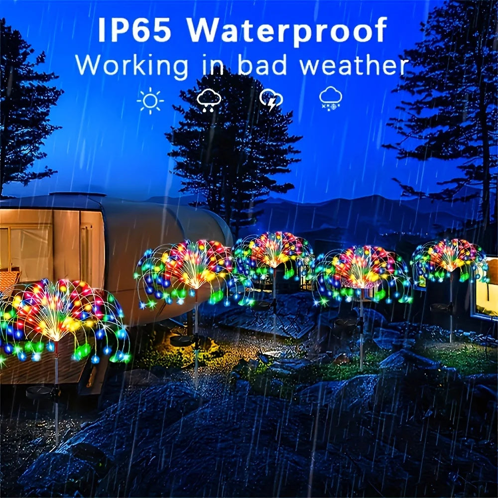 4 Pack, 420/300/200/60LED each, Solar Fireworks Light Outdoor waterproof Fairy Garden Lights 8 Lighting Modes DIY Starburst Solar Lamps Holiday Decorative Lights clearance