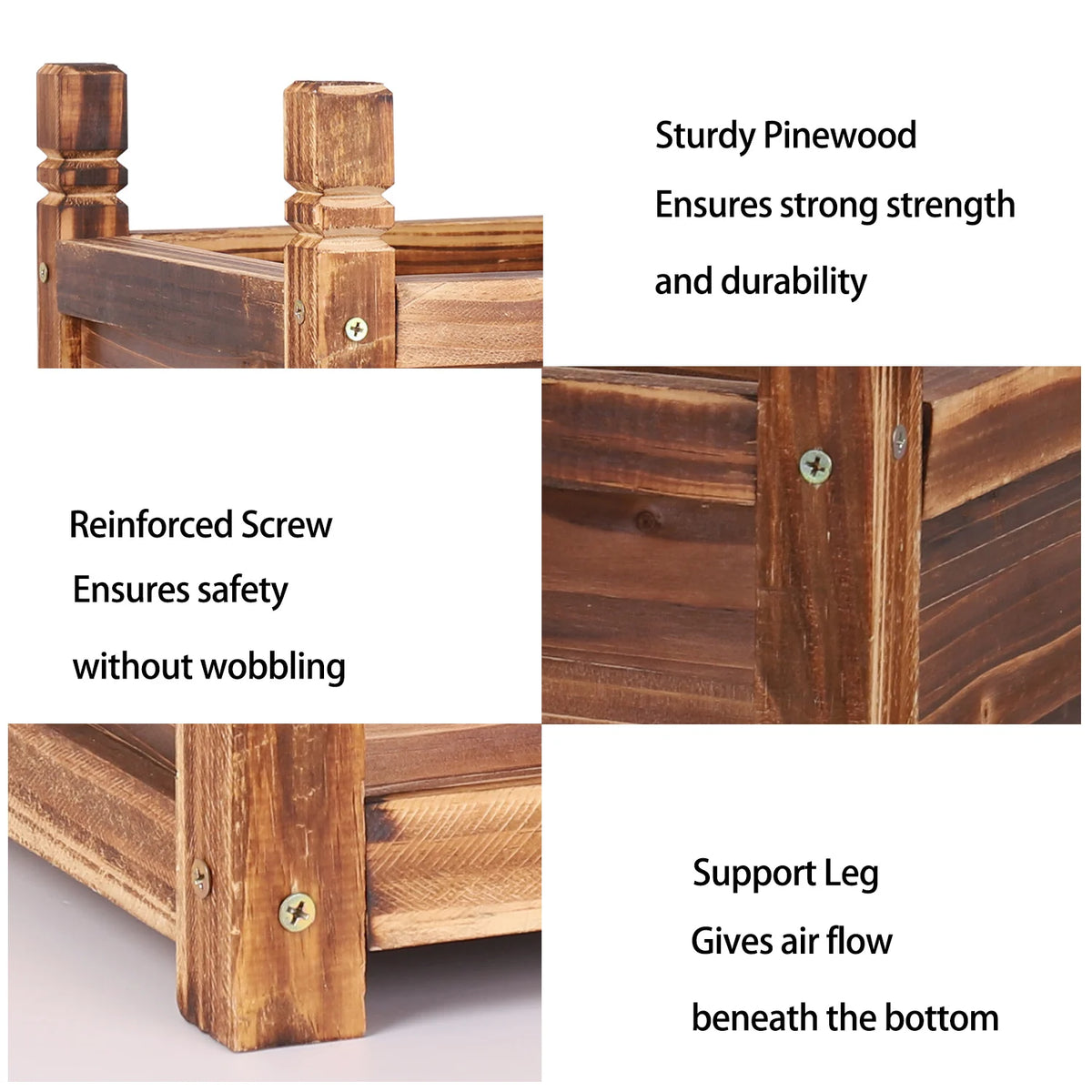 Premium Pine Wood Raised Garden Planter For Flowers And Herbs