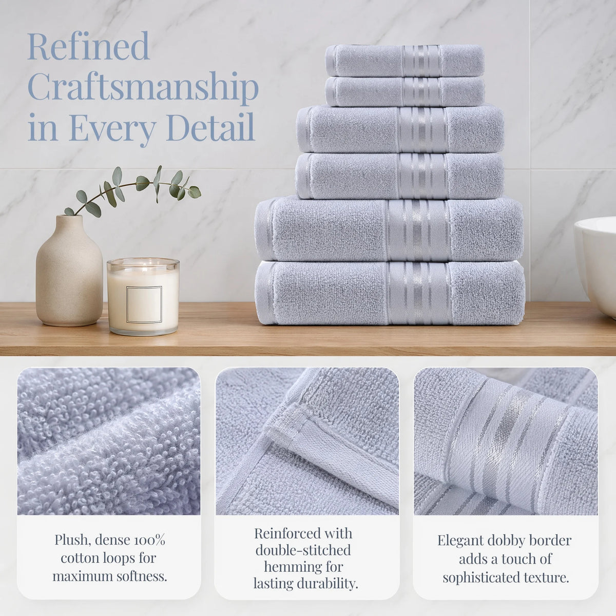 Premium Six Piece Luxury Cotton Bath Towel Set For Home