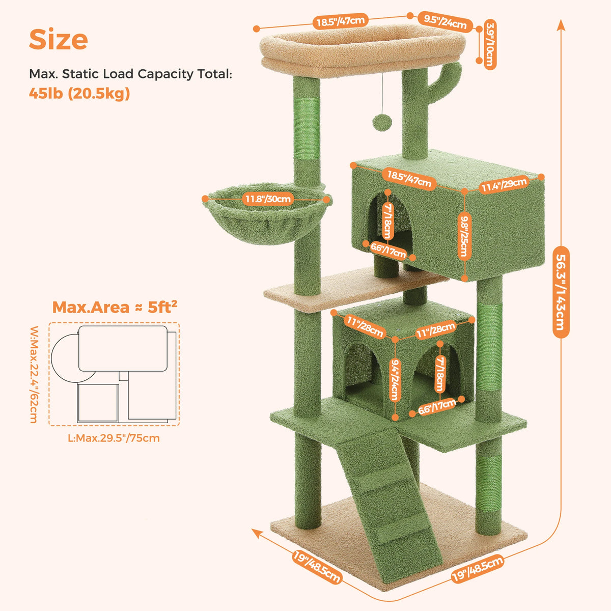 PAWZ Road Cat Tree Condo With Plush Perch Sisal Posts