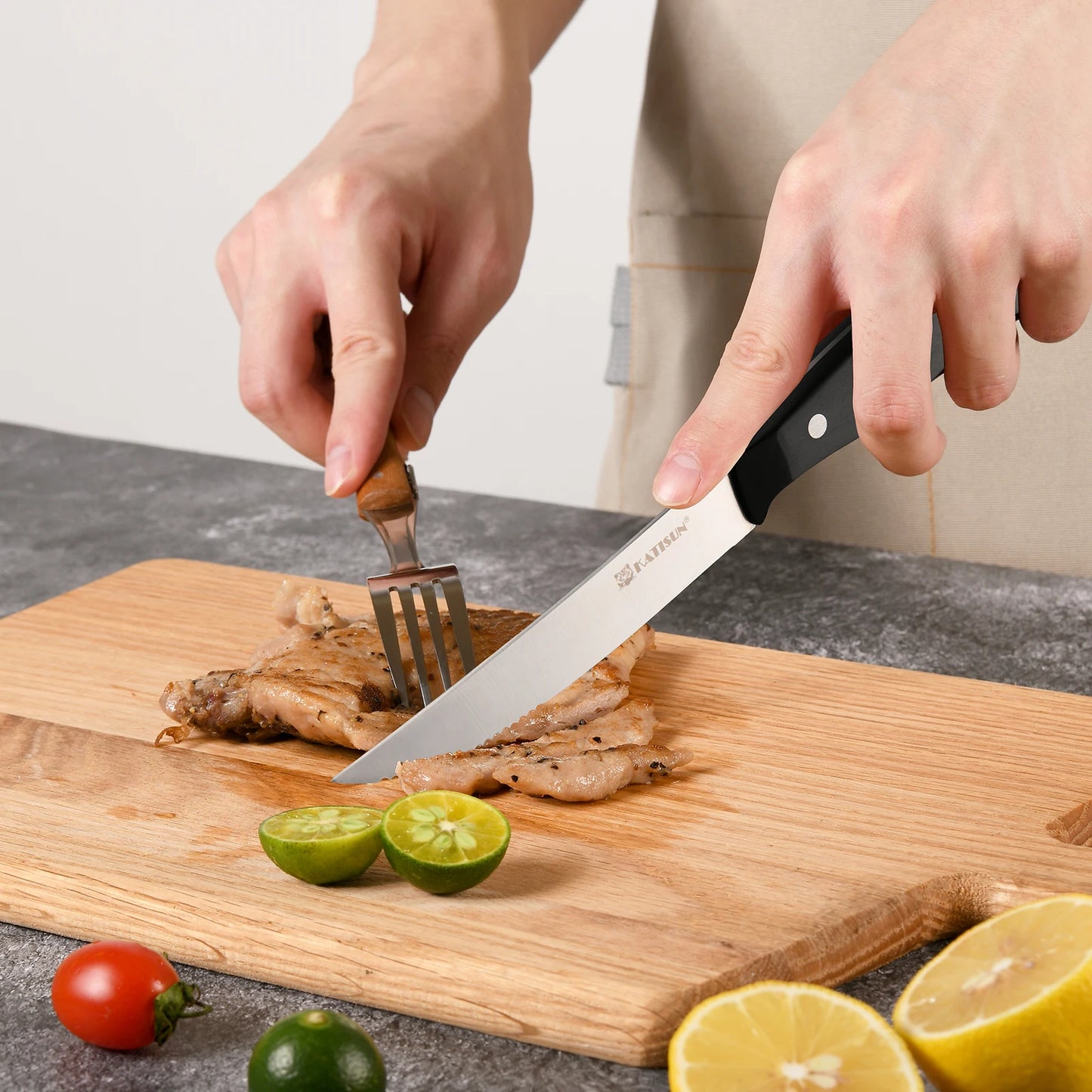 Katisun 8 Pieces 5 Inch Serrated Steak Knives Set with Triple Rivet POM Handle Dishwasher Safe Home Restaurant