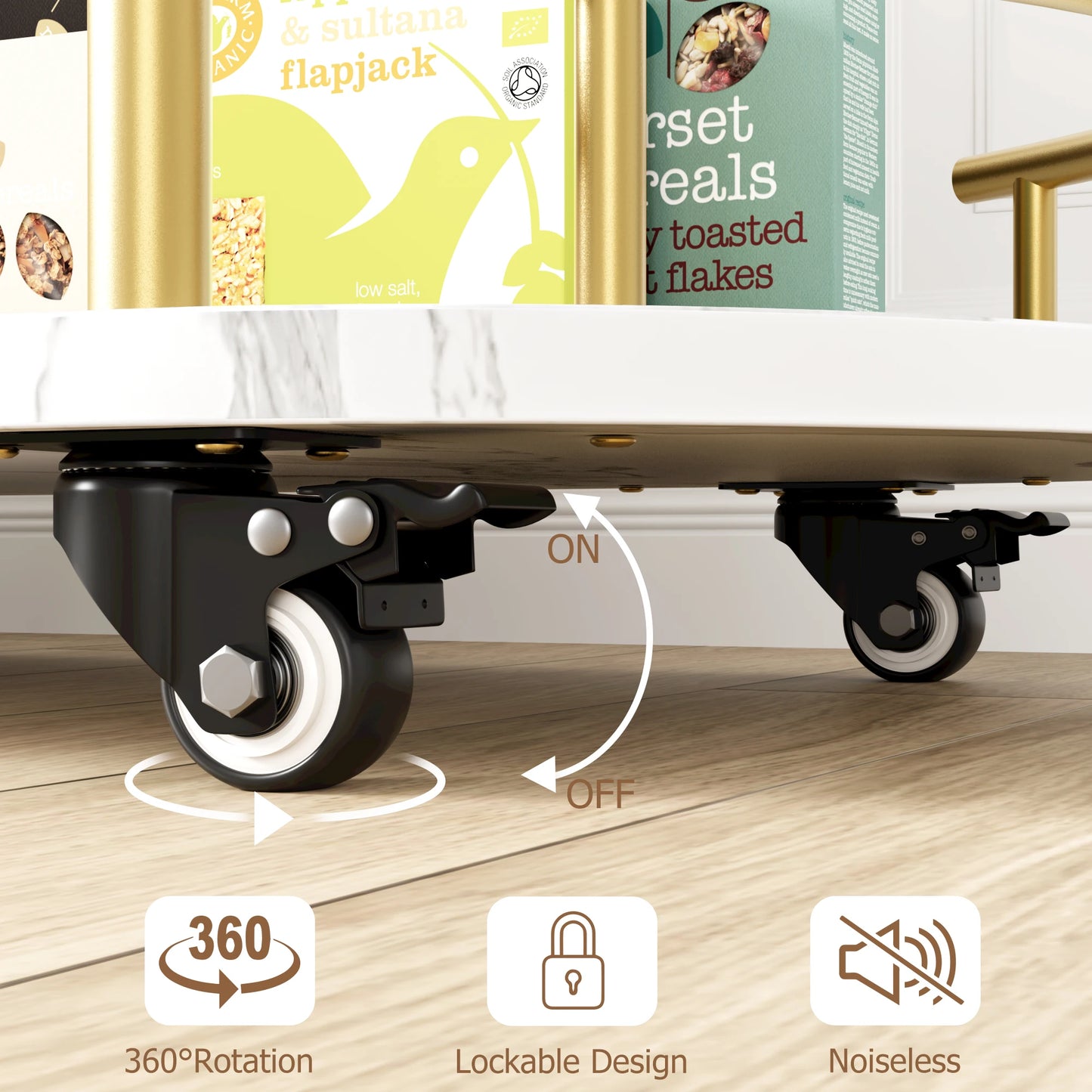TWISTER.CK Bar Cart On Wheels With 4 Tier Storage Shelves