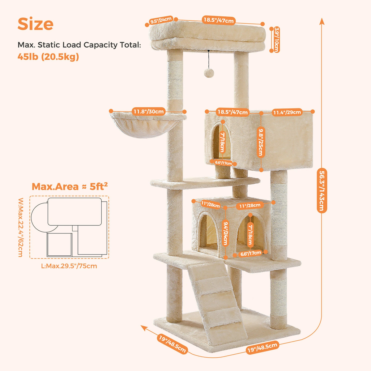 PAWZ Road Cat Tree Condo With Plush Perch Sisal Posts