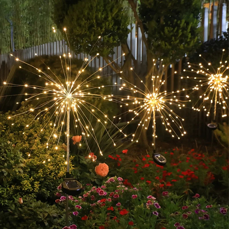 4 Pack, 420/300/200/60LED each, Solar Fireworks Light Outdoor waterproof Fairy Garden Lights 8 Lighting Modes DIY Starburst Solar Lamps Holiday Decorative Lights clearance
