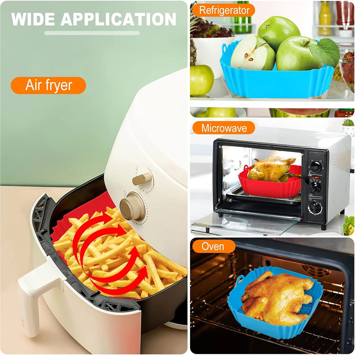 Air Fryer Silicone Liners Reusable Nonstick Baking Pan Set