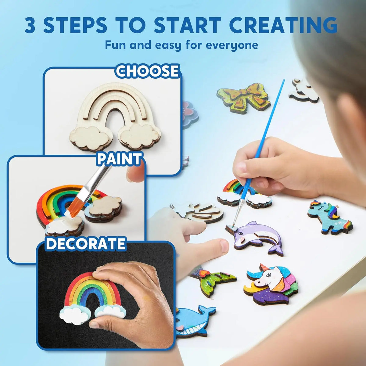 Joyfy Fantasy Wooden Magnets Creative Painting Craft Kit For Kids
