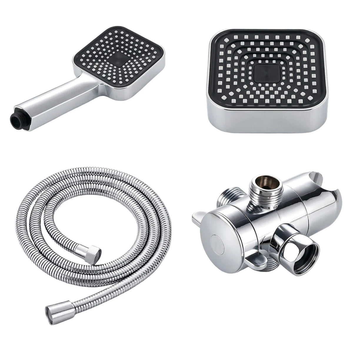 High-Flow 2-in-1 Wall-Mounted Handheld Shower Head and Rain Shower Head Set With Handheld Shower Head&Long Hose for Bathroom